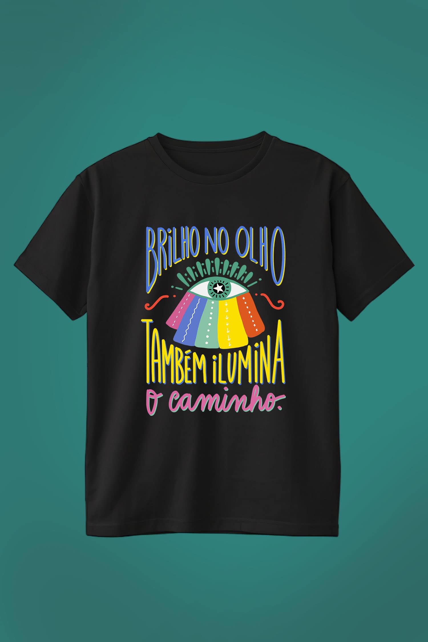 Camiseta Brilho no Olho - Preta, Mais Longa