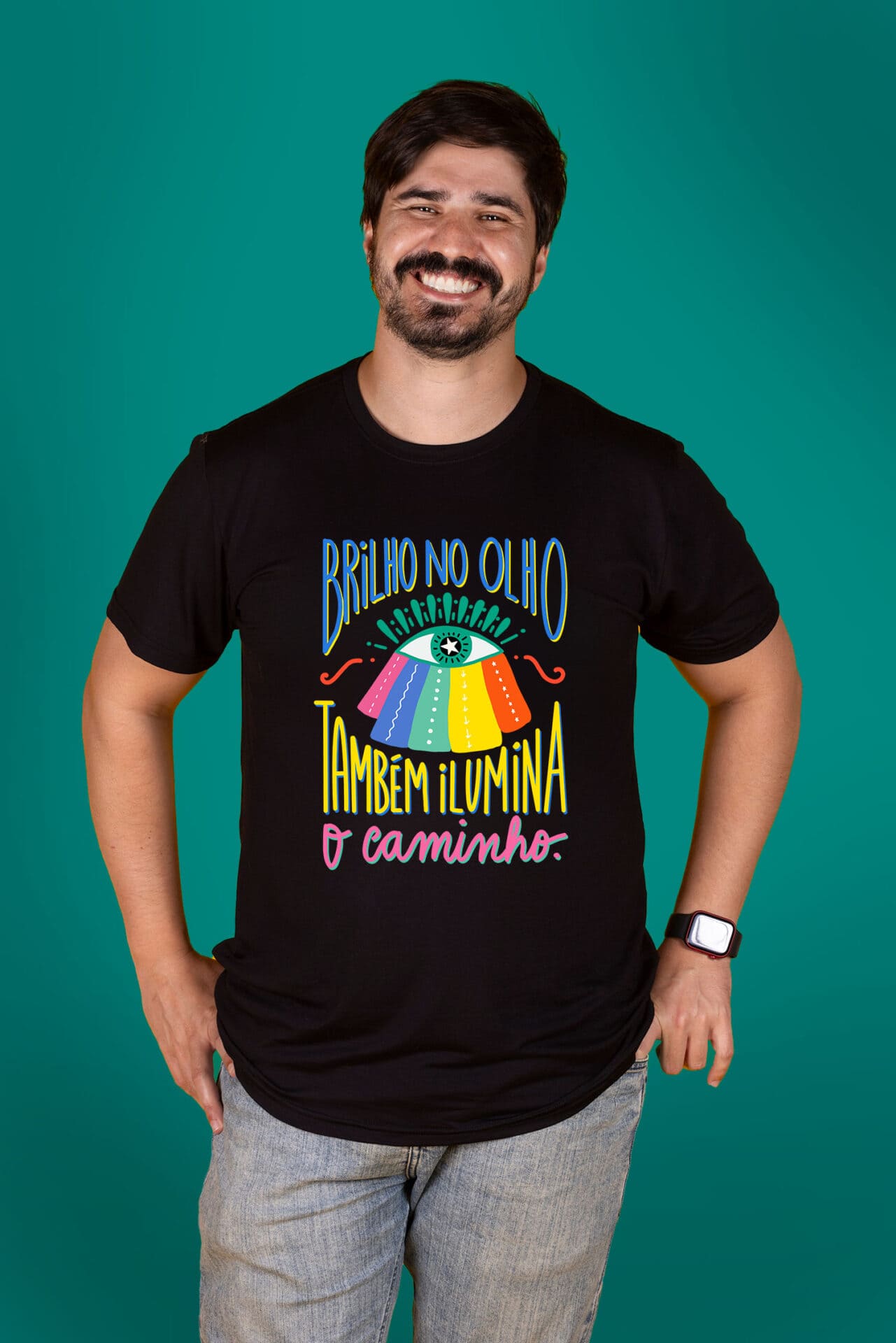 Camiseta Brilho no Olho - Preta, Mais Longa - Imagem 2
