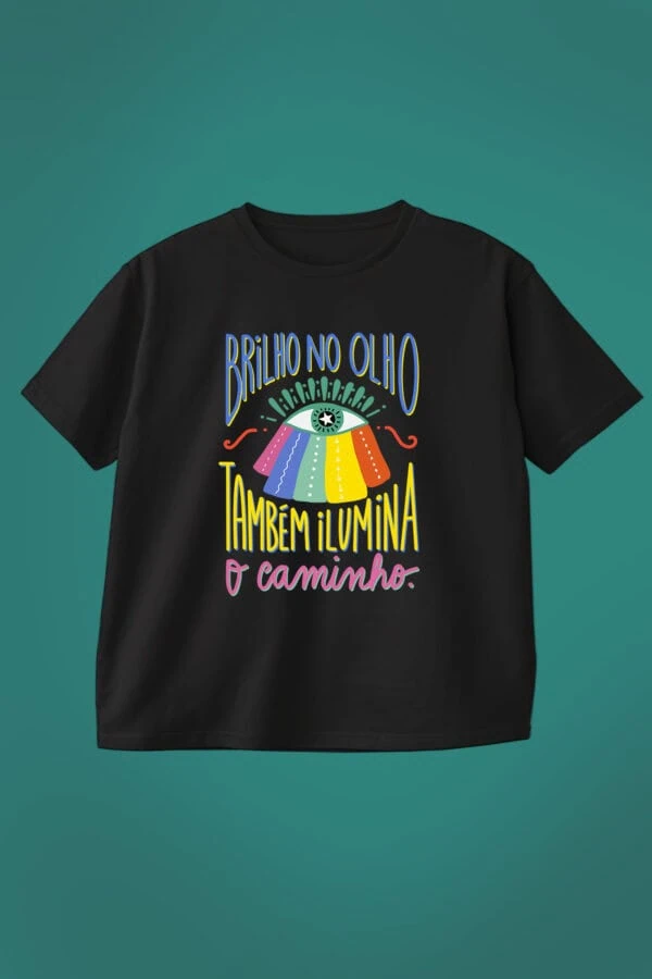 Camiseta Brilho no Olho preta, Boxy Fit